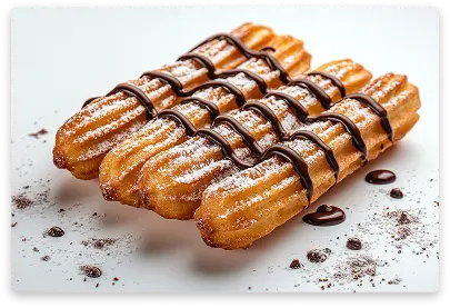 Long French eclair filled with cream and topped with chocolate glaze