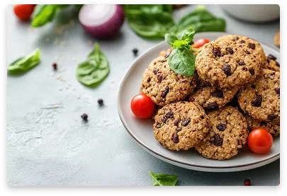 Round whole grain galette cookies made with oats and healthy grains
